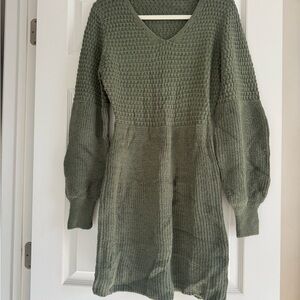 Cupshe Olive Green Long Sleeve Dress